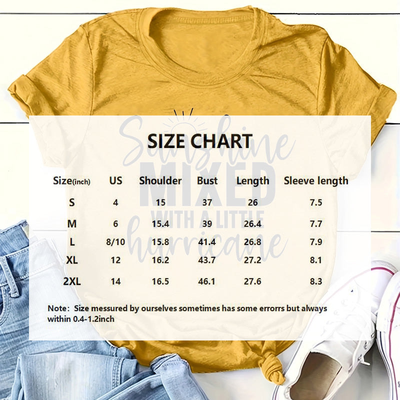 Women's Yellow Round Neck Short Sleeve T-Shirt - Casual Summer Top With English Print