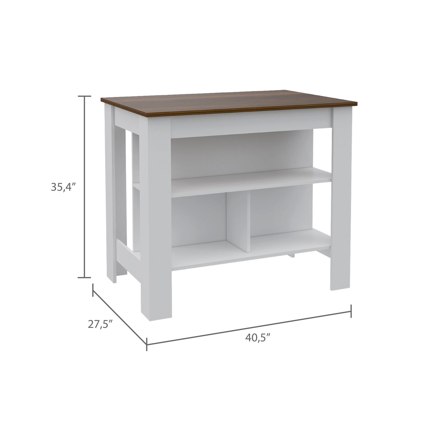 Rockaway 3-Shelf Kitchen Island White And Walnut