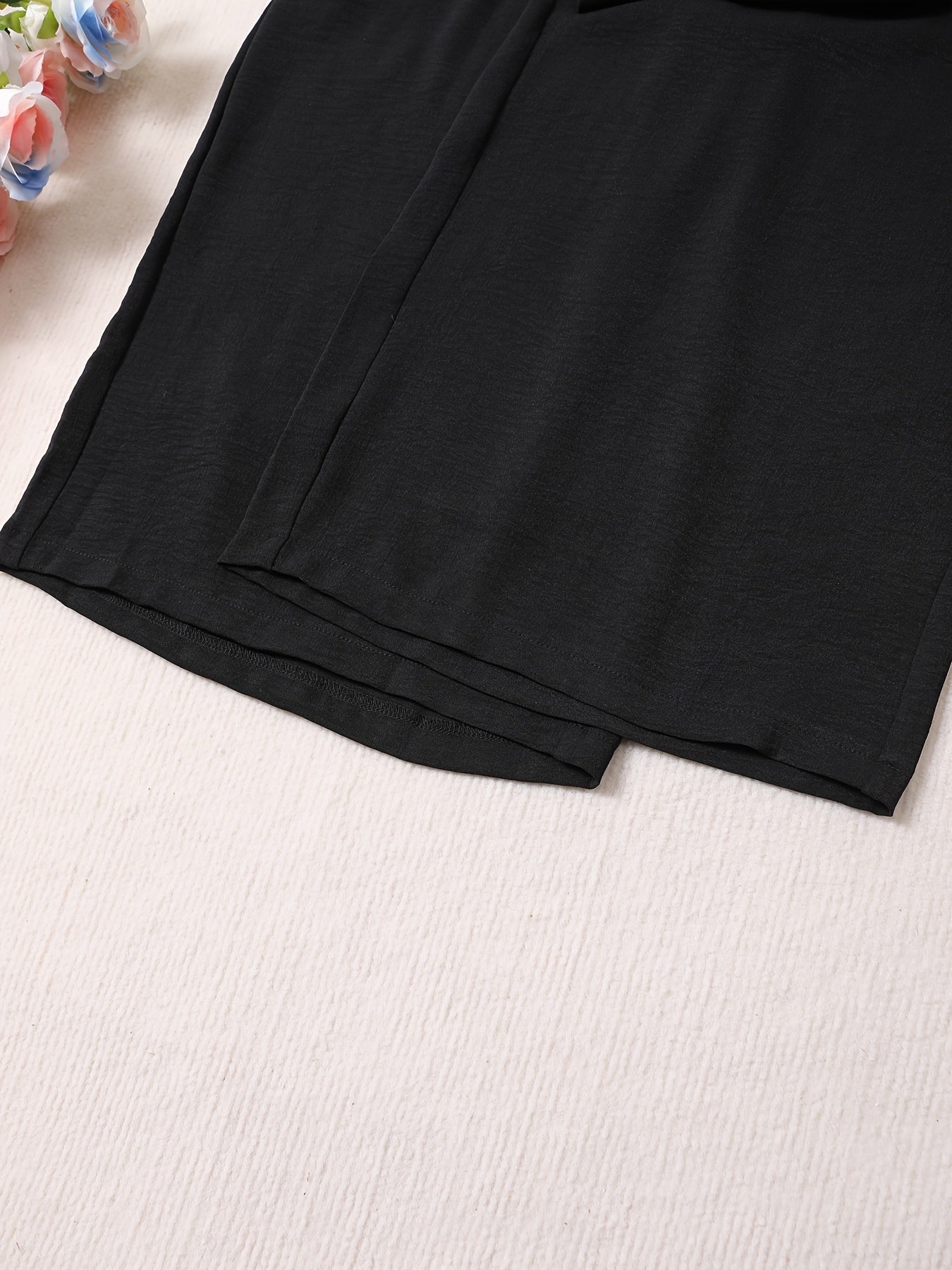 Women's Plus Size Elastic Waistband Pants With Waist Tie - Summer Casual Wide-Leg Trousers