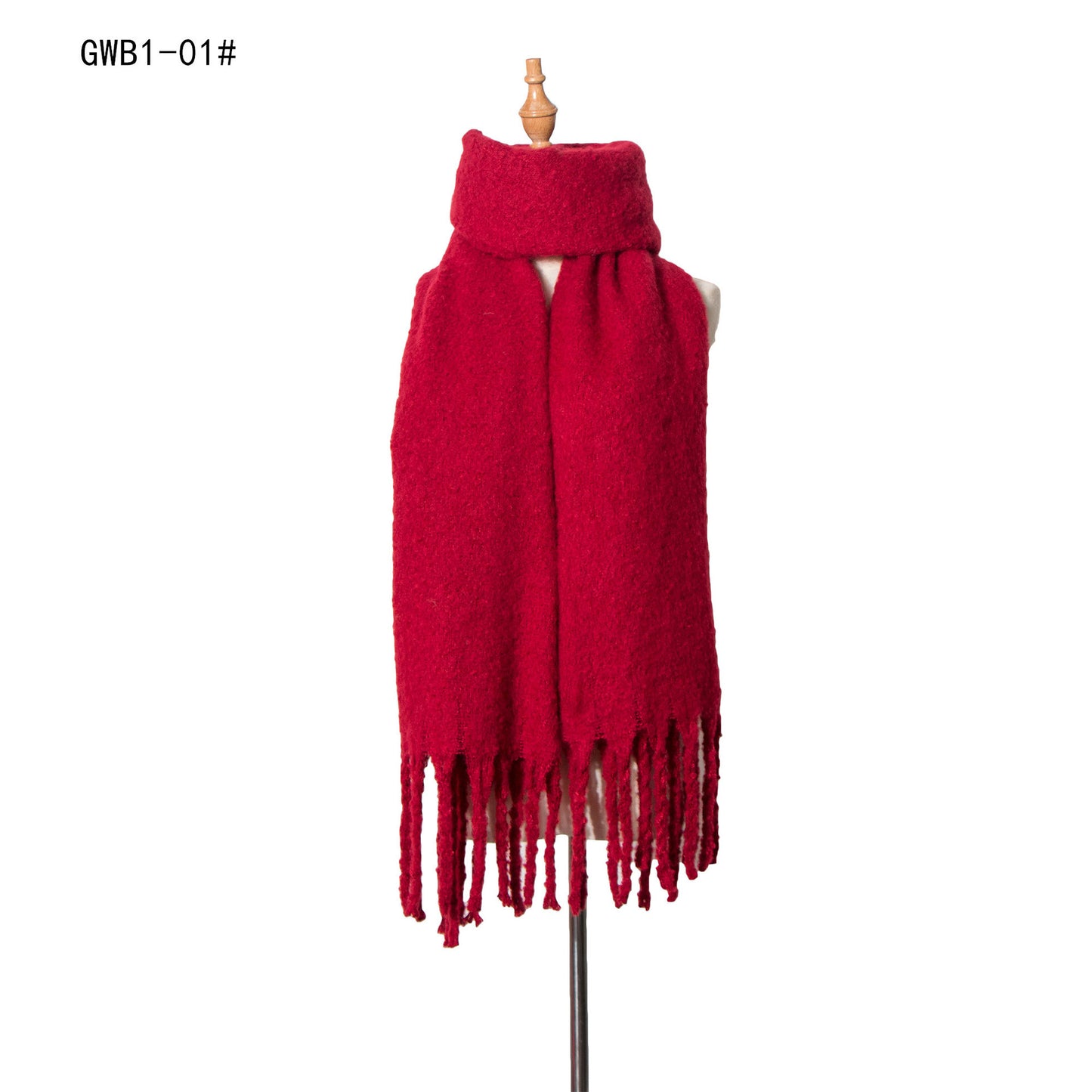 New Style Thick Fringed Circle Sand Solid Color Scarf For Ladies