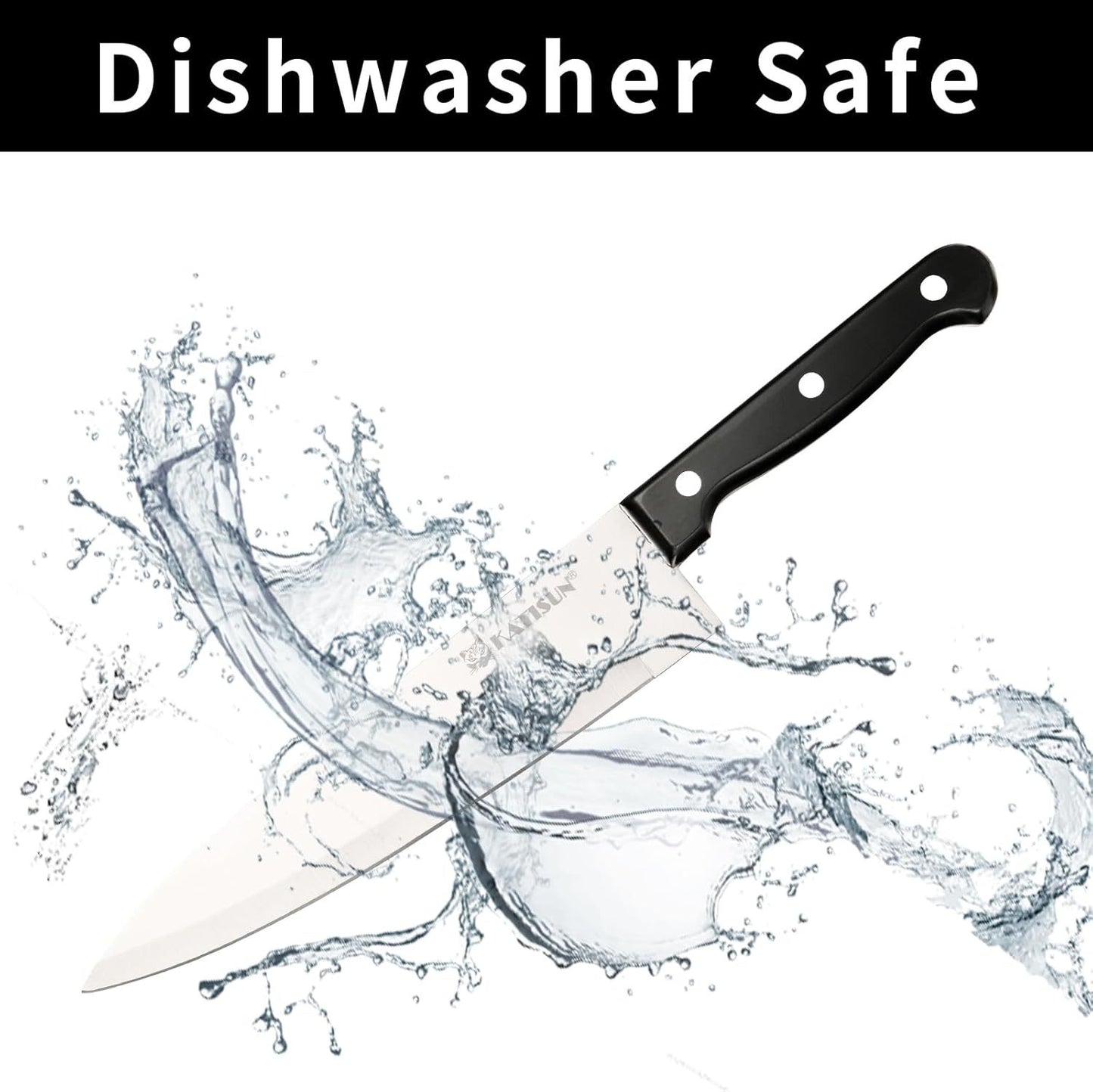 Durable German Steel Dishwasher Safe Kitchen Knife Set With Sharpener