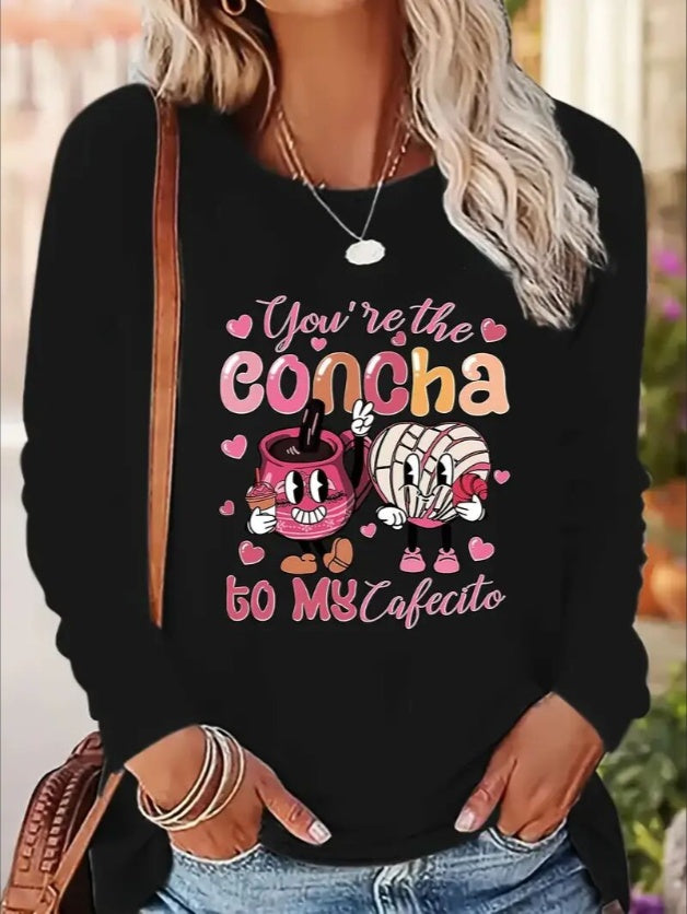 Women's Printed Long Sleeve Hoodless Sweatshirt