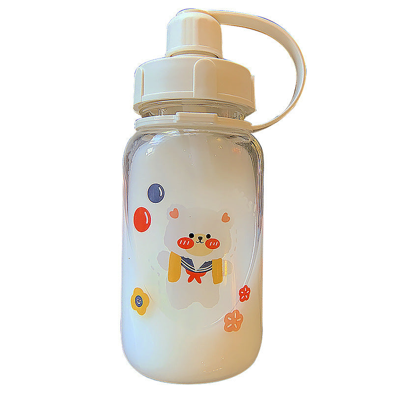 Cute Cartoon Transparent Glass Student Girl Heart Korean Version Ins Wind Portable Heat-resistant Milk Cup