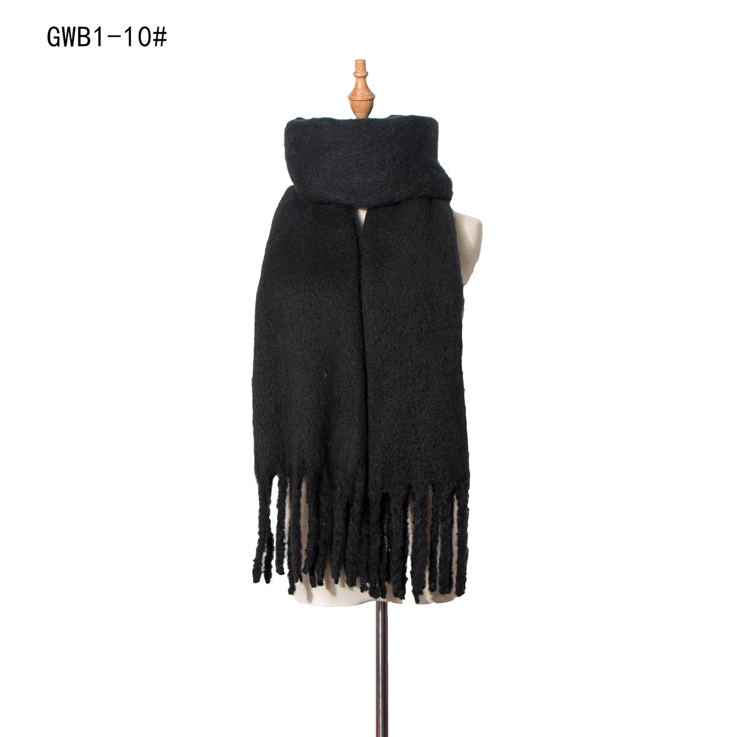 New Style Thick Fringed Circle Sand Solid Color Scarf For Ladies