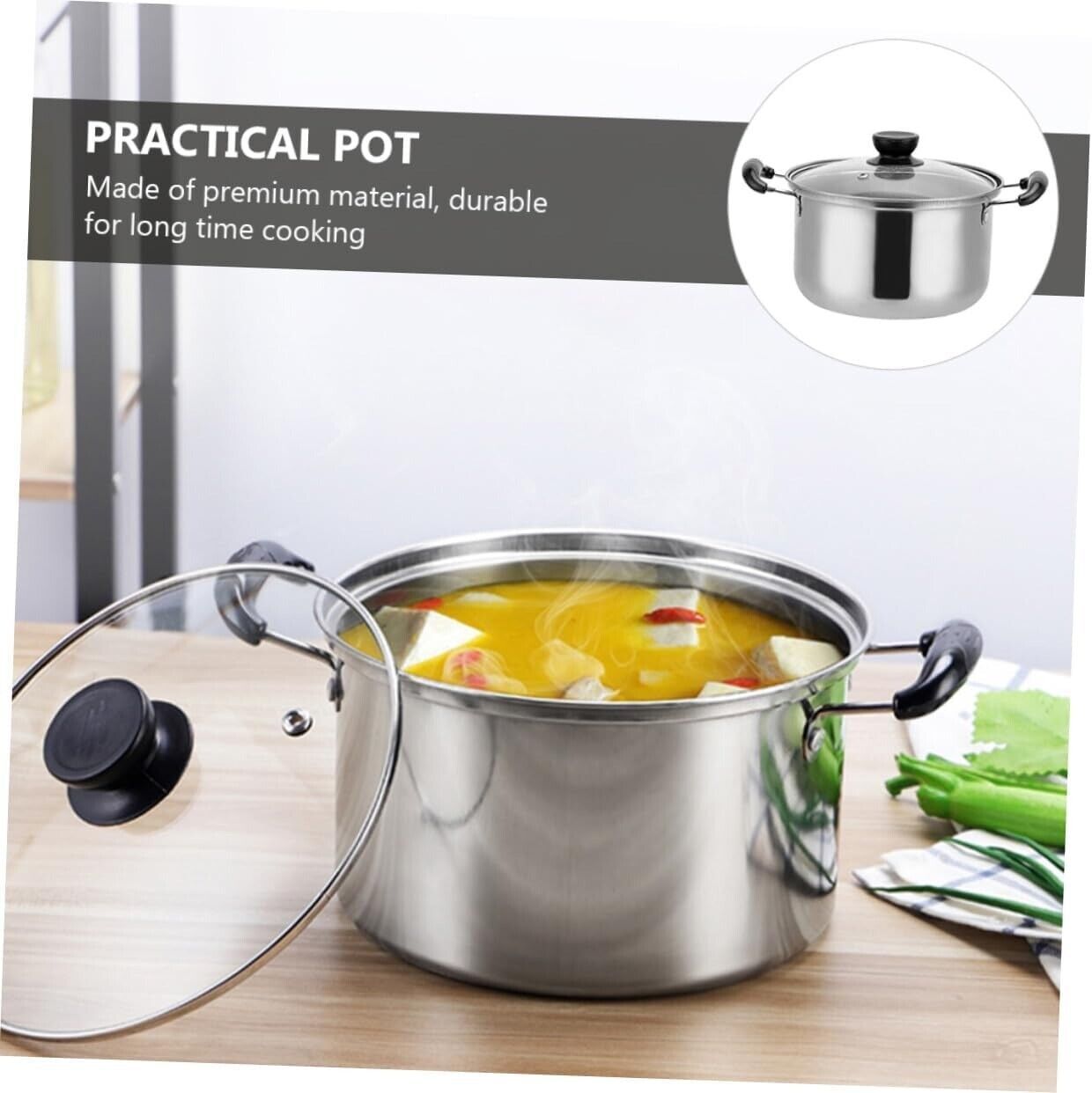 5PCSSet Stainless Steel Saucepan Induction Cooking Pot Cooker Cookware Kitchen