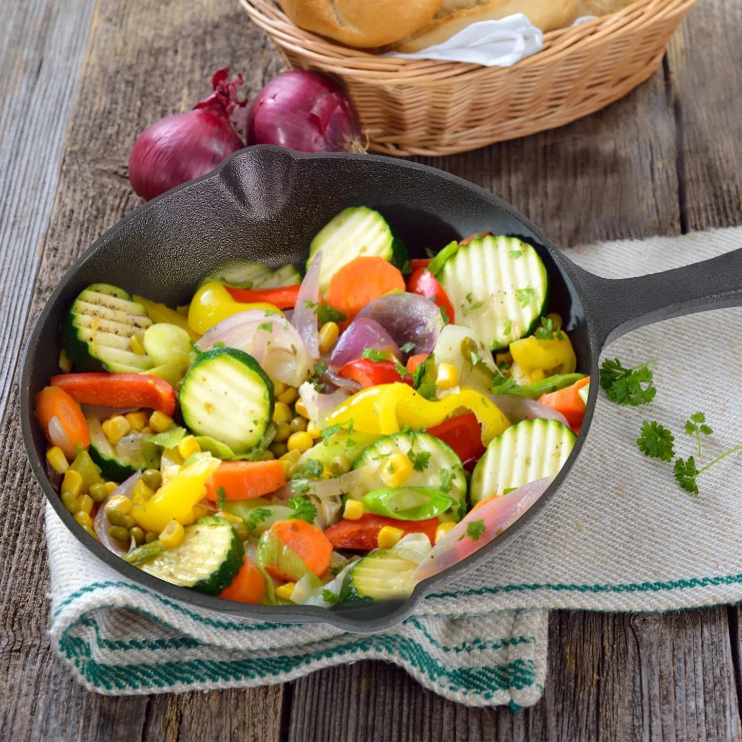 3Pcs Pre-Seasoned Cast Iron Skillet Set 6 8 10in Non-Stick Oven Safe Cookware Heat-Resistant Frying Pan