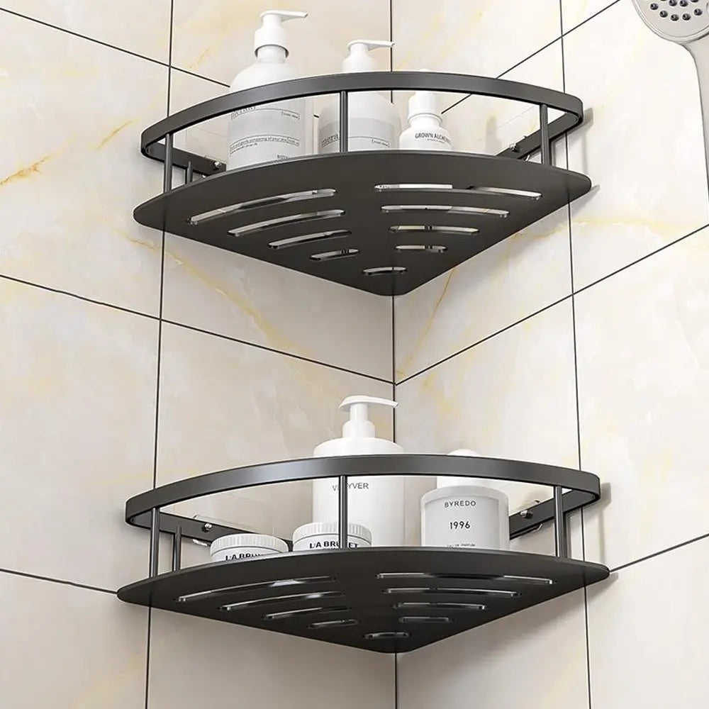 2Pcs Corner Shower Caddy Bathroom Storage Shelf Rack Basket Organiser Tidy Tray