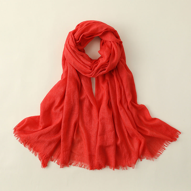 Women's Fashion Artistic Solid Color Cotton And Linen Scarf