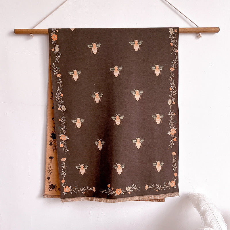 New High-grade Retro Cashmere Knitted Women's Autumn And Winter Warm Warm Shawl