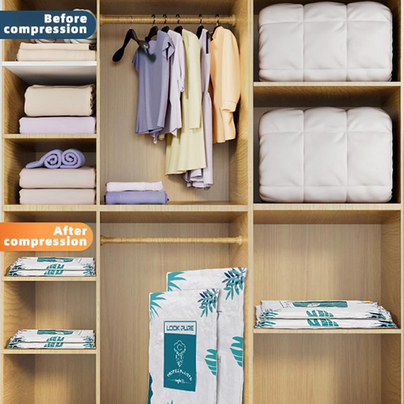 10 Transparent Vacuum Storage Bags, 4 Large Bags, 4 Medium Bags, 2 Small Bags With Pump, Reusable And Environmentally Friendly Storage, Compressed Clothing And Bedding, Dust And Moisture Proof