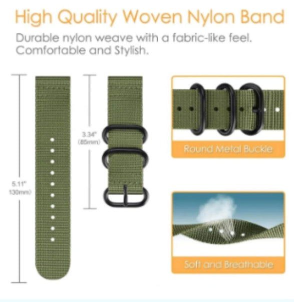 18mm 20mm 22mm Durable Military Woven Nylon Wrist Watch Band Quick Release Strap