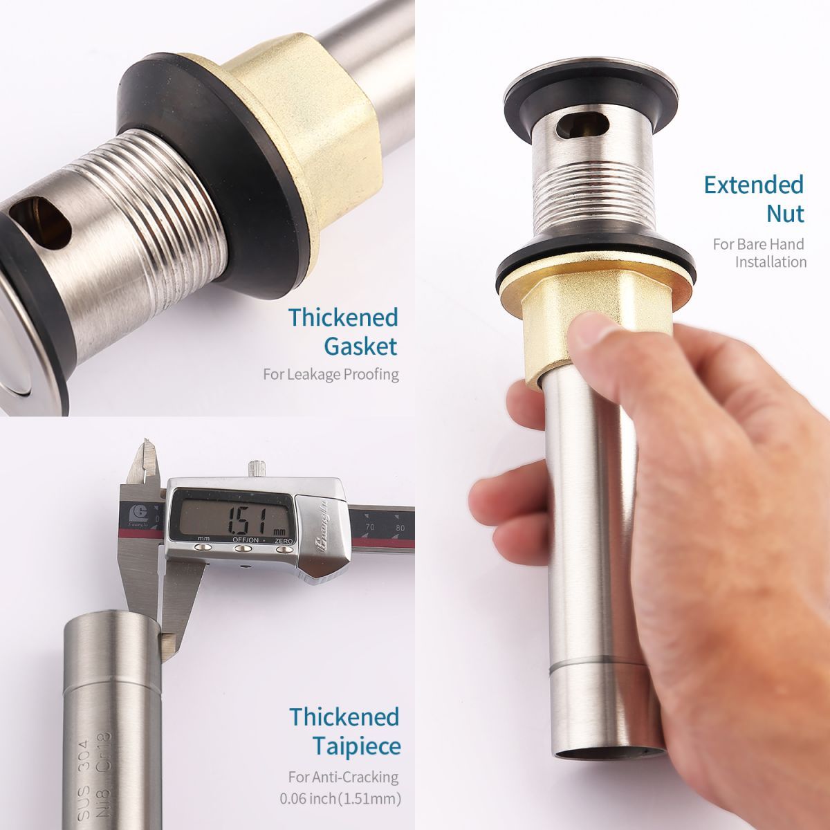 Pop-Up Drain Stainless Steel With Overflow Anti-Clogging For Vessel Sink Lavatory Vanity Sink Drain With Strainer Basket, Matte Black