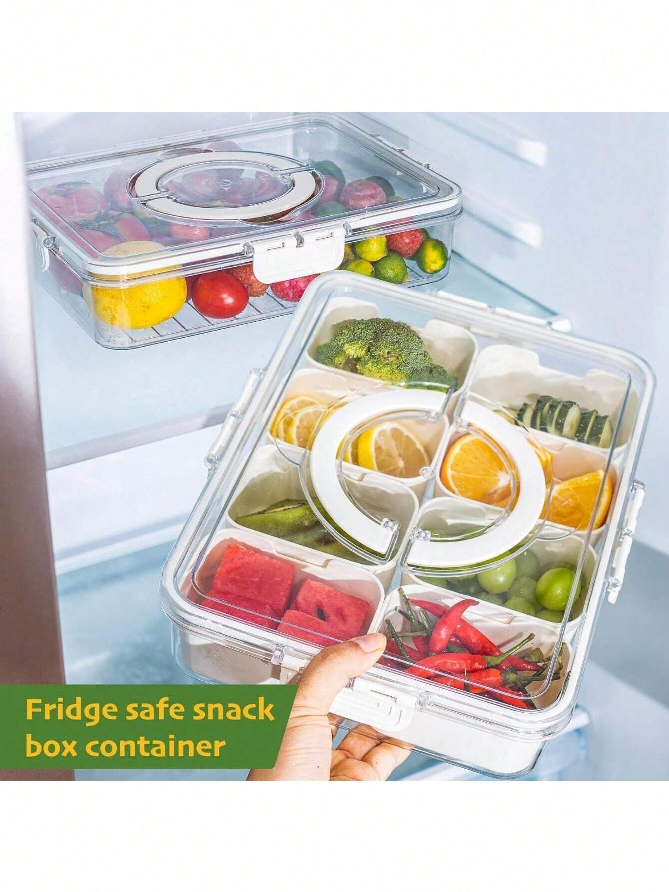 Divided Snack Box With Lid Clear Food Storage Container With Colorful Compartments  Reusable Bento Organizer For Snacks Fruits Nuts And Meal Prep