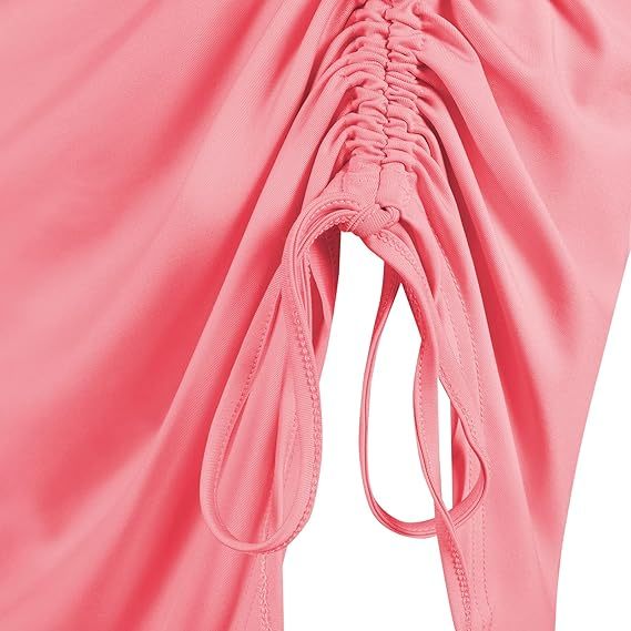 Women's Sexy Ruched Midi Skirts, Bodycon Elasticity Tight Casual Club Asymmetrical Skirt