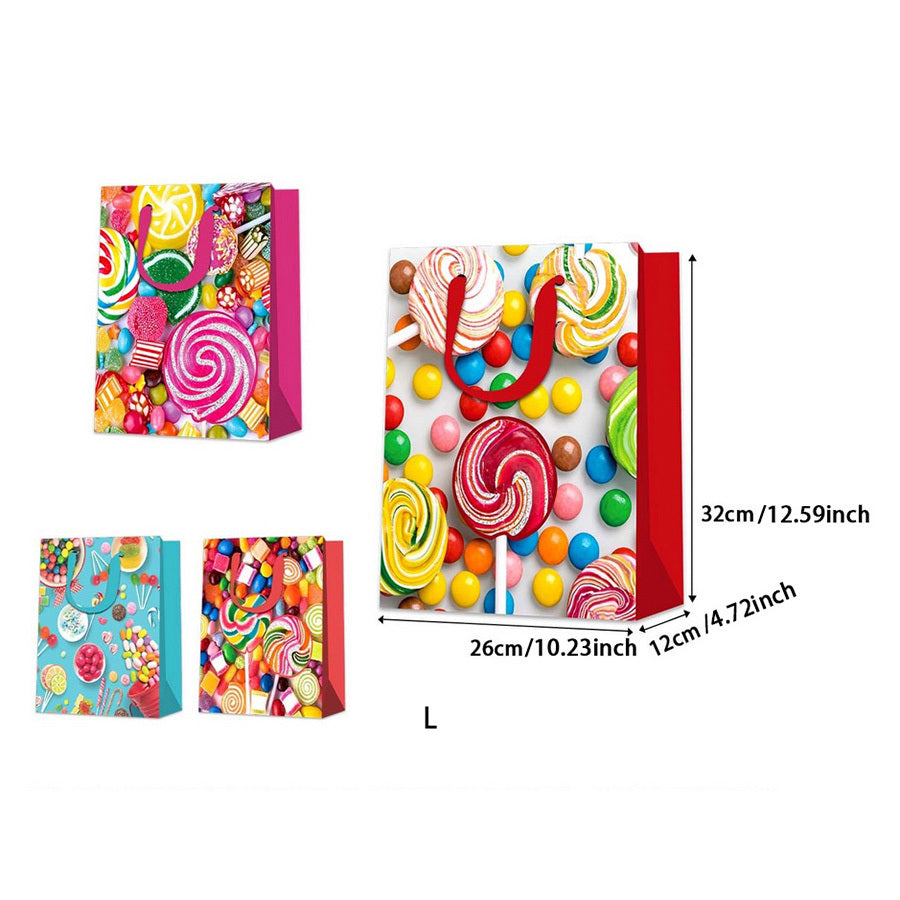 12 Pieces Of Exquisite Gift Bags, 3D Patch Powder Sprinkled Design, A Variety Of Styles, Suitable For Baby Gifts, Birthday Parties, Parties, Shopping And Other Occasions, Reusable