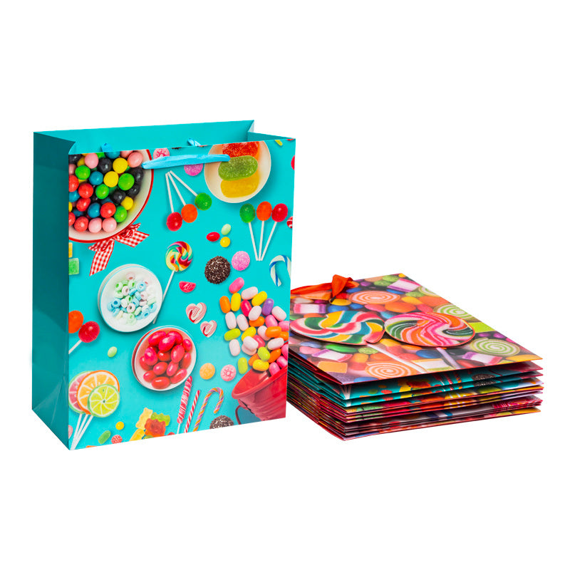 12 Pieces Of Exquisite Gift Bags, 3D Patch Powder Sprinkled Design, A Variety Of Styles, Suitable For Baby Gifts, Birthday Parties, Parties, Shopping And Other Occasions, Reusable