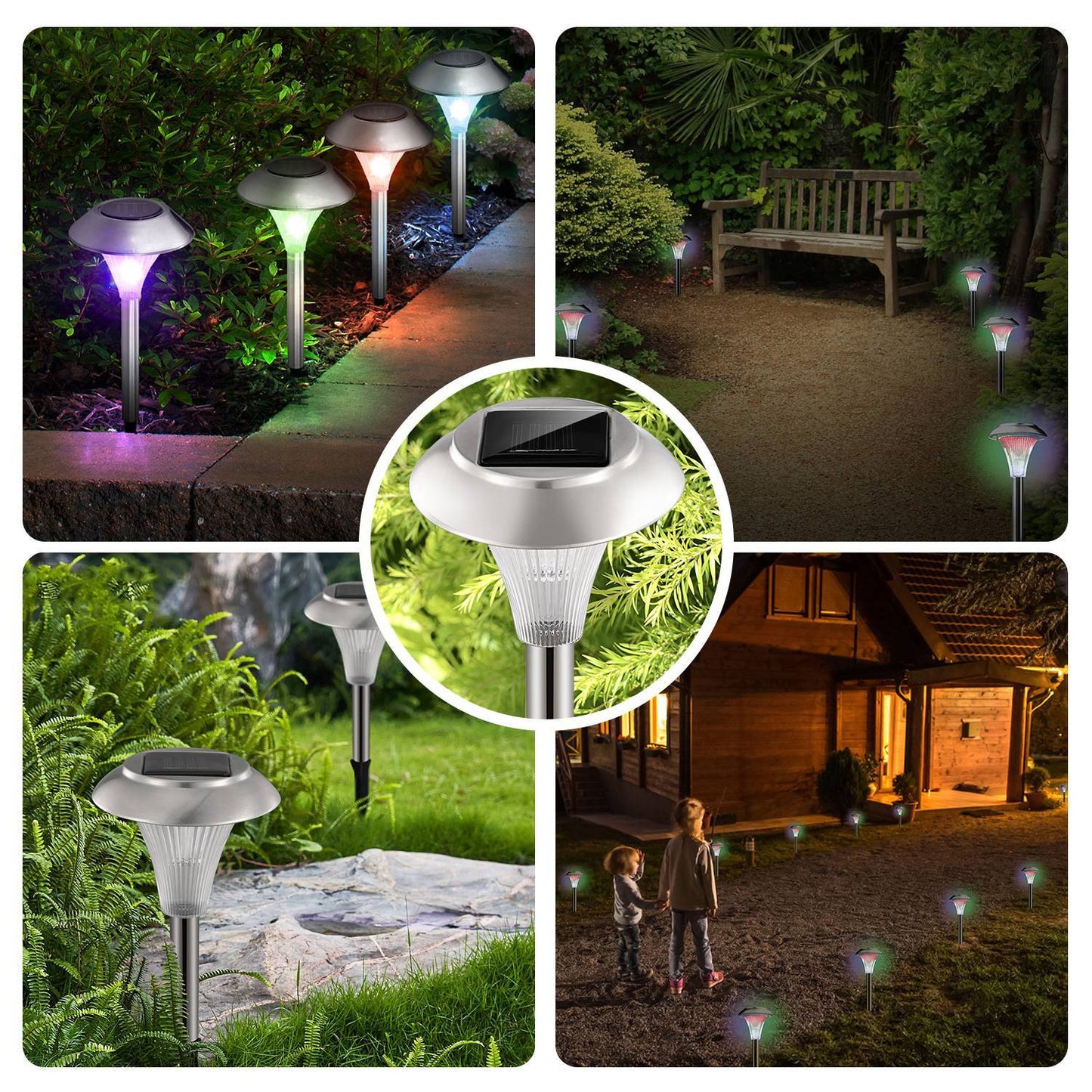 12Pcs 8Pcs 4Pcs Solar Garden Lights IP44 Waterproof 7 Color Changing For Yard Driveway Walkway