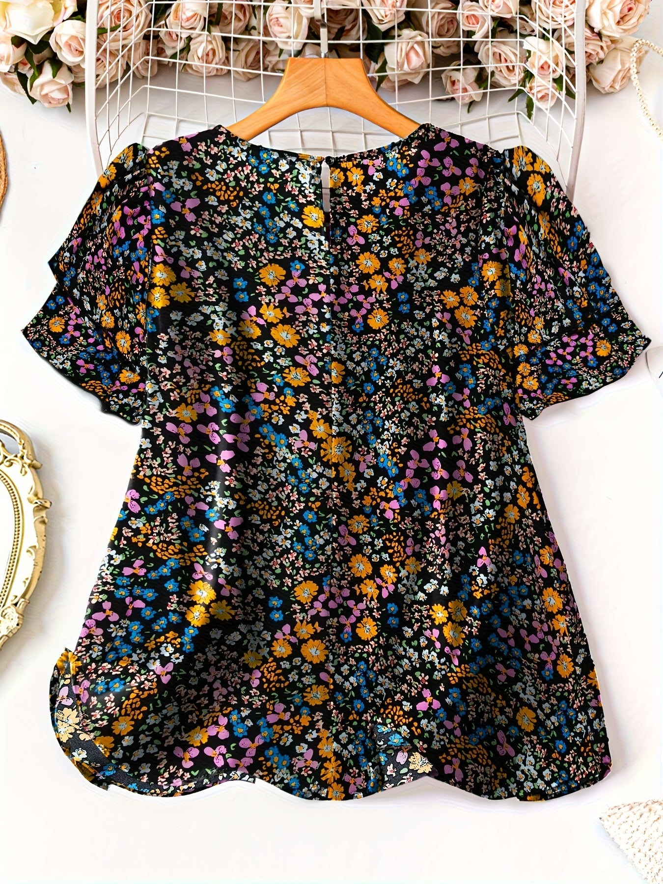 Women's Plus Size Swiss Polka Dot Shirt Summer Round Neck Short Sleeved Outdoor Casual Blouse Top