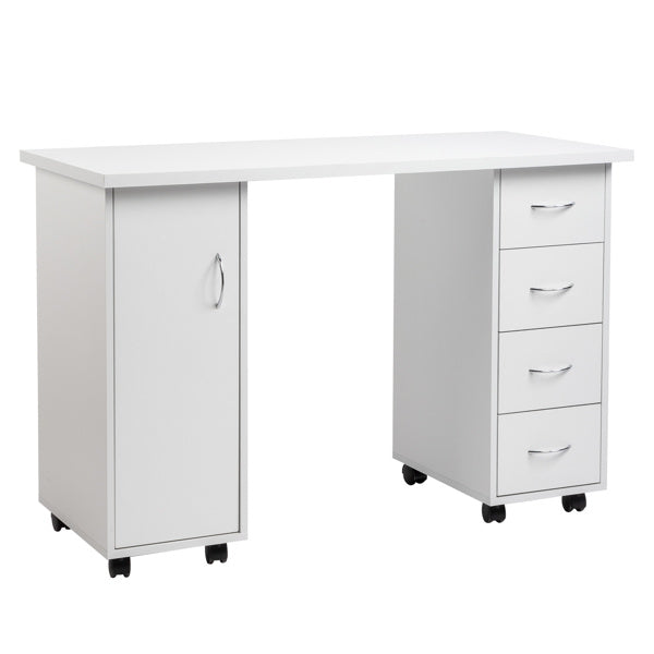 White 120X54X81cm One Door Four Drawers Computer Desk Nail Art Table 1PC