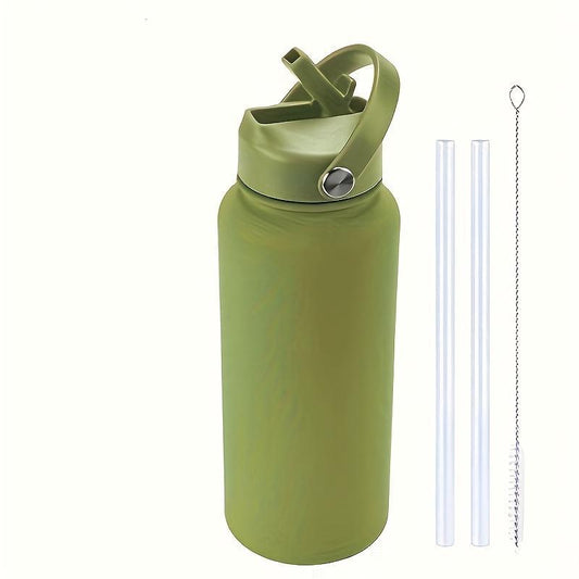 40 Oz Stainless Steel Sports Water Bottle With Straw Insulation, With 3 Lids ,straw Lid, Water Cup Lid,Please Note That This Product Is Shipped By Yourself For The Average Shipping Cost