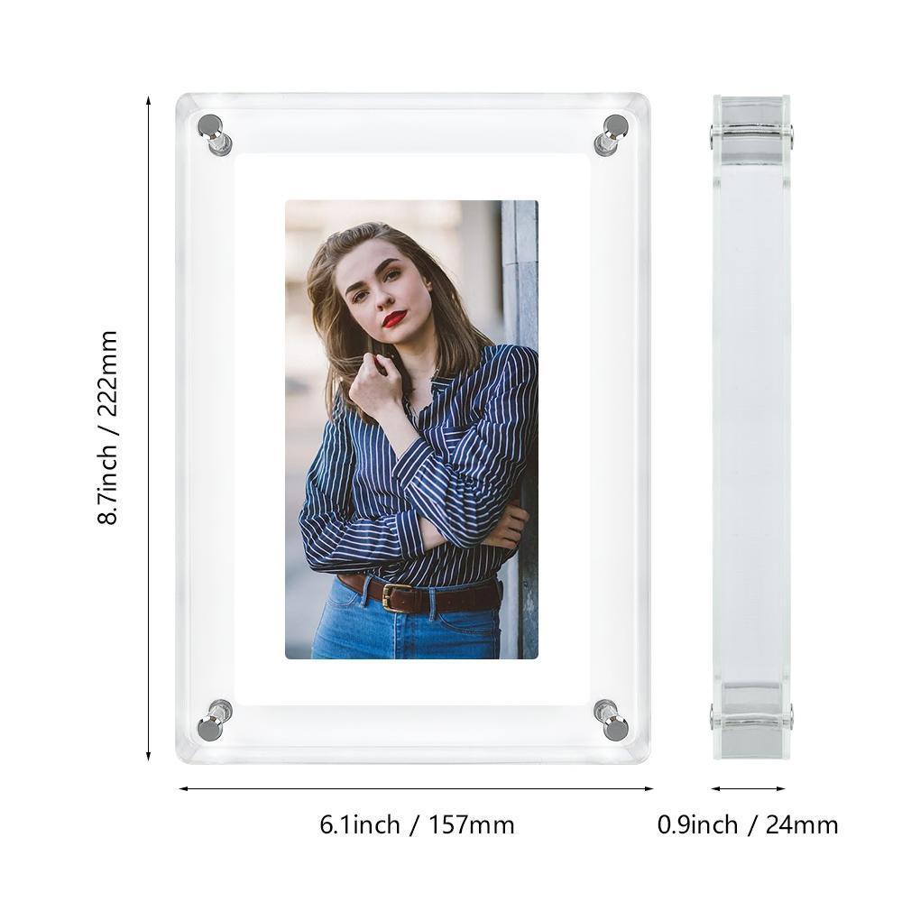 7-inch Acrylic Auto-rotating Digital Photo Frame, Built-in Memory And Battery, High Resolution, Suitable For Desktop Decoration