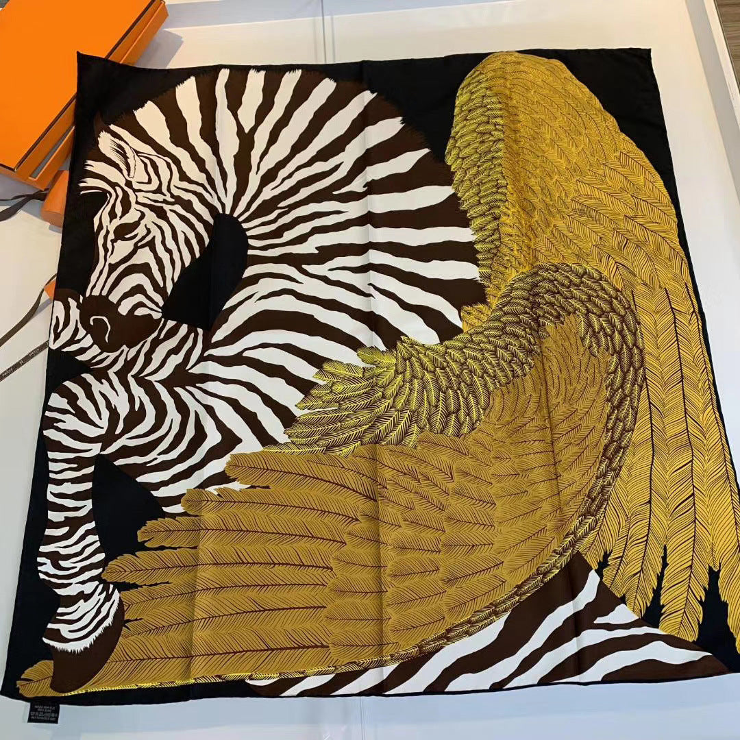 Handmade Hemming Twill Silk Printed Shawl