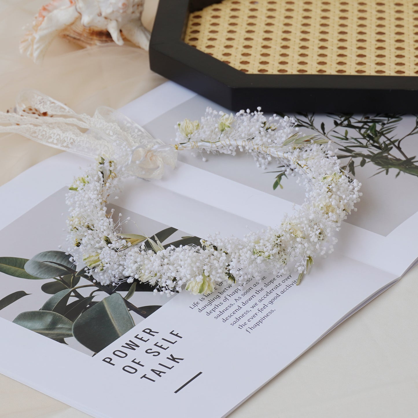 Baby's Breath Crown,Dried Flowers Crown,Bridal Crowns,Wedding Crown,Boho Bride Crown