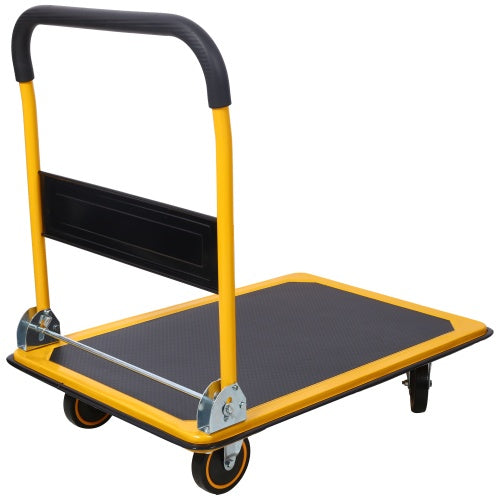 Foldable Platform Truck Push Dolly 660 Lb. Weight Capacity Black And Yellow