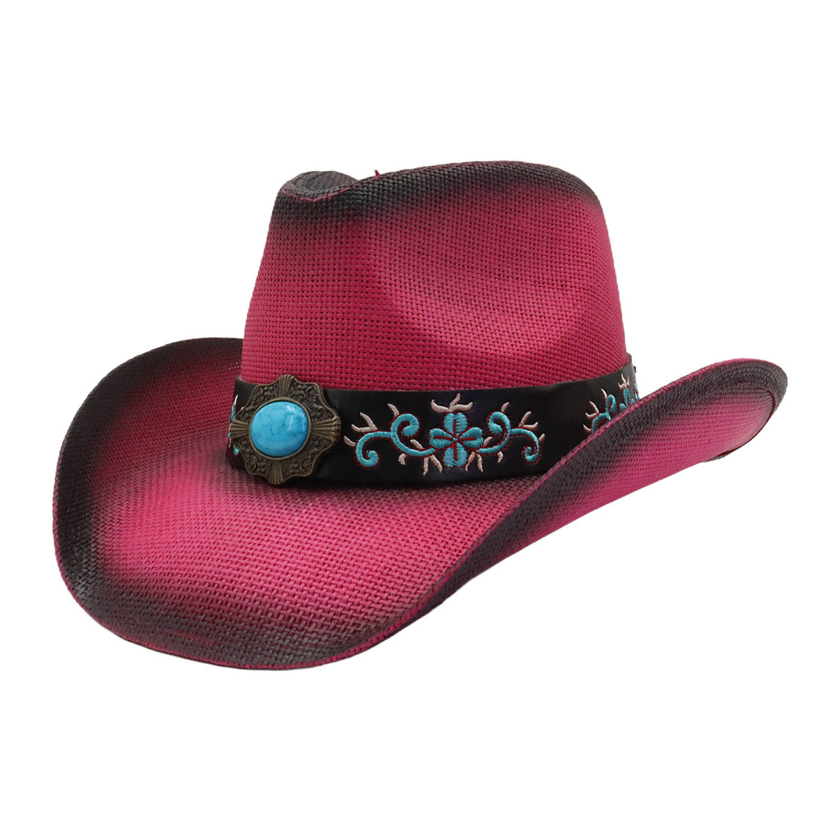Women's Simple Loose Peach Top Hard Straw Cowboy Hat