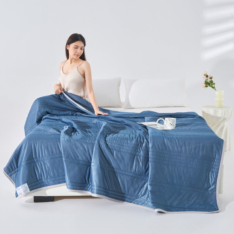 Solid Color Airable Cover Machine Washable Summer Ice Silk Thin Quilt