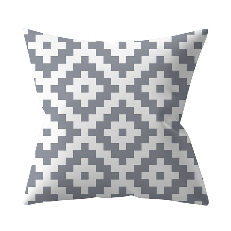 Gray Geometric Polyester Pillow Cover Cross-border Hot Sale Silver Gray Sofa Cushion Cushion Cover