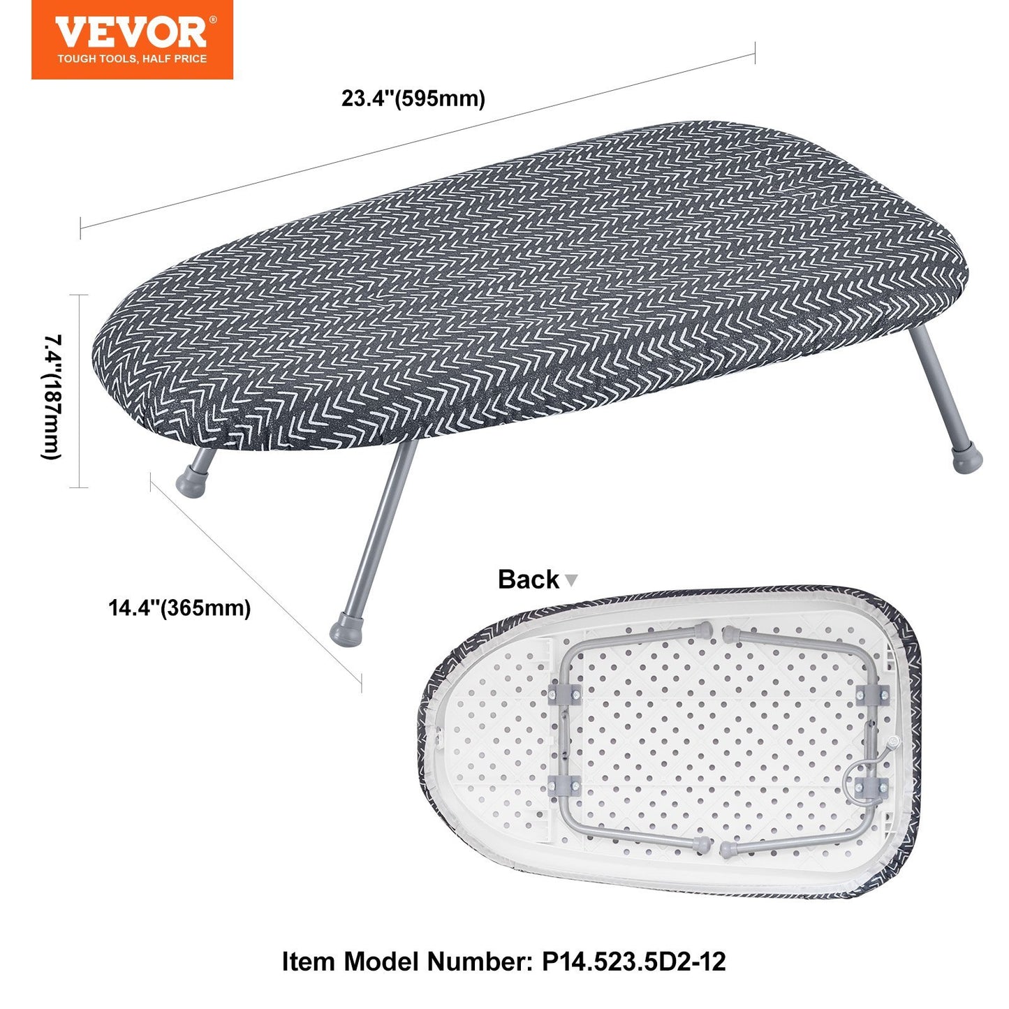 VEVOR Tabletop Ironing Board 23.4 X 14.4, Small Iron Board With Heat Resistant Cover And  Cotton Cover, Mini Ironing Board With 7mm Thickened Needle Cotton Layer For Small Spaces, Travel Use