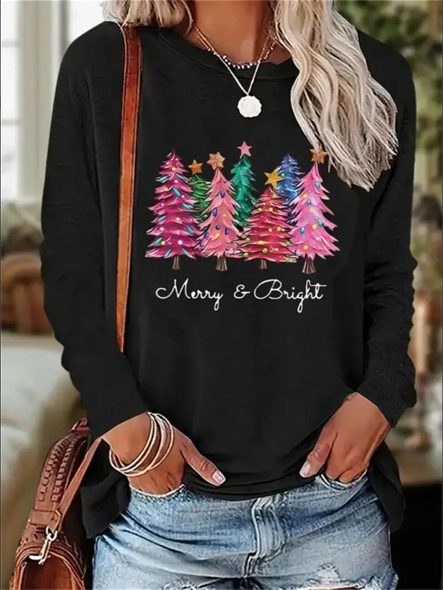 Women's Print Long-sleeved Hoodless Sweatshirt