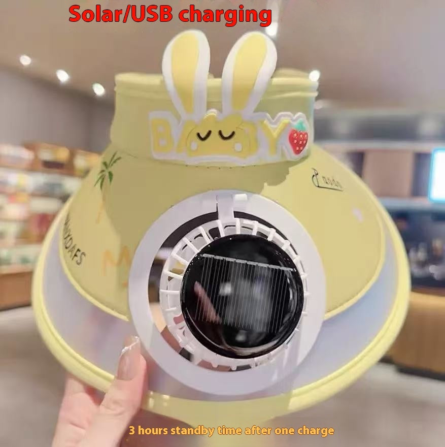 Summer Solid Color Solar Fan Cap Women's Multi-functional Outdoor