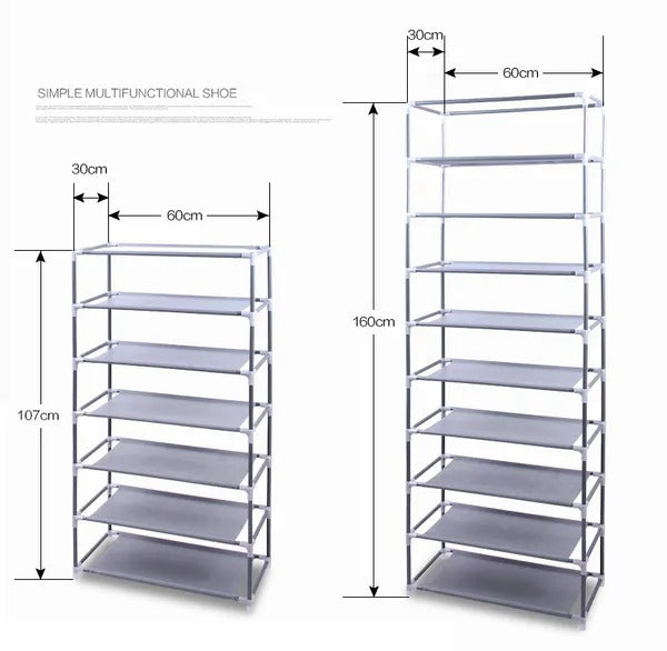 10 Layer 9 Grid Shoe Rack Shelf Storage Closet Organizer Cabinet Multiple Colors