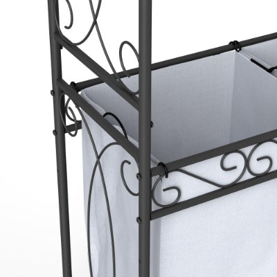 Multi Functional Laundry Hamper Organizer With Hanging Rail And Storage Shelf Rolling Laundry Cart With Wheels, Heavy Duty Metal Frame For Bathroom, Laundry Room, Or Bedroom Organization