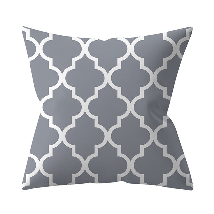 Gray Geometric Polyester Pillow Cover Cross-border Hot Sale Silver Gray Sofa Cushion Cushion Cover
