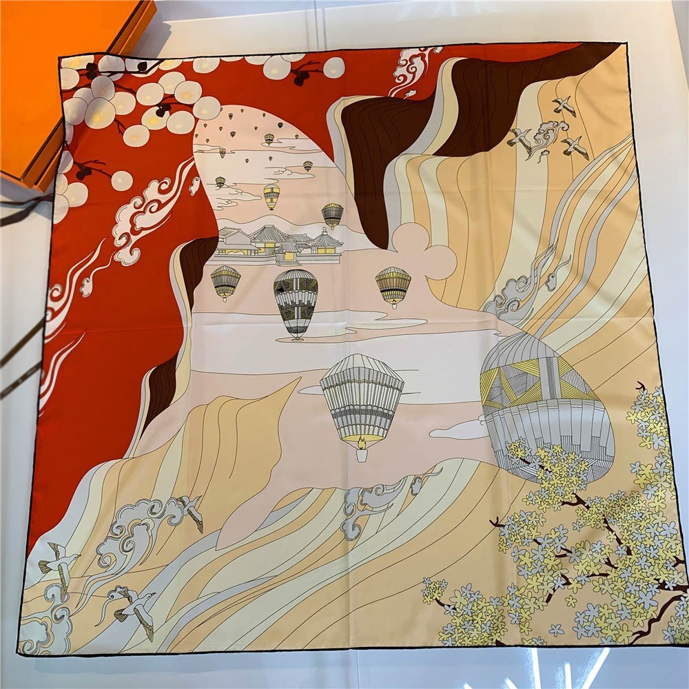 Handmade Hemming Twill Silk Printed Shawl