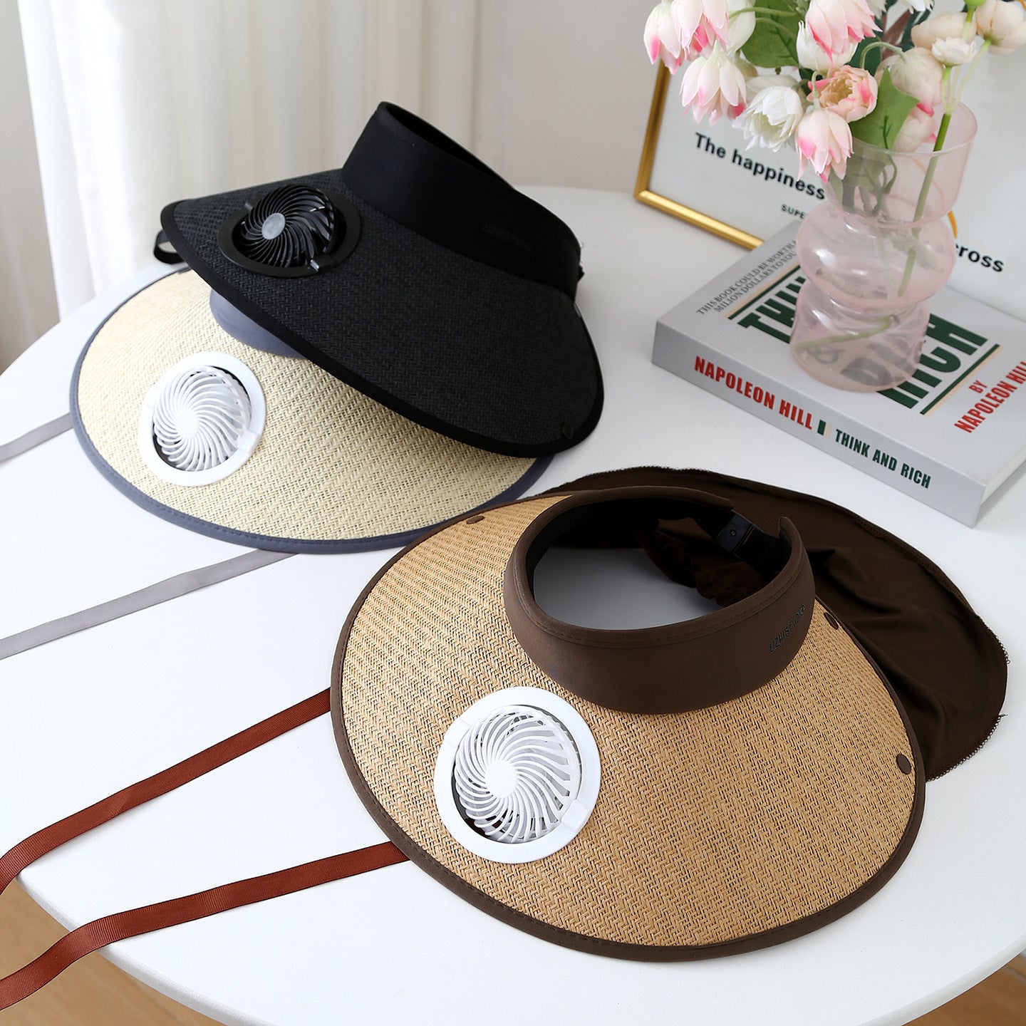 USB Charging Cap With Fan Female Sunshade Light Breathable