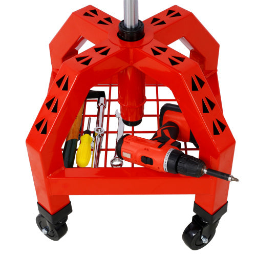 Pneumatic 360 Degree Swivel Stool, Mechanics Rolling Creeper Seat, Heavy Duty Rolling Mechanics Stool, Shop Stool With Casters Red