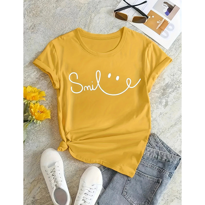 Women's Everyday Short Sleeve Graphic T-Shirts Casual Loose Crewneck Basic Tunic Tops Trendy 2025