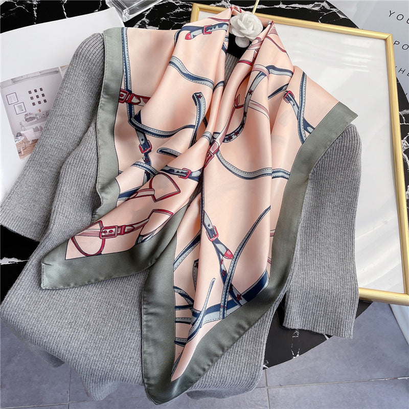 Women's Striped Silk Scarf Color Matching Versatile Printing Silk
