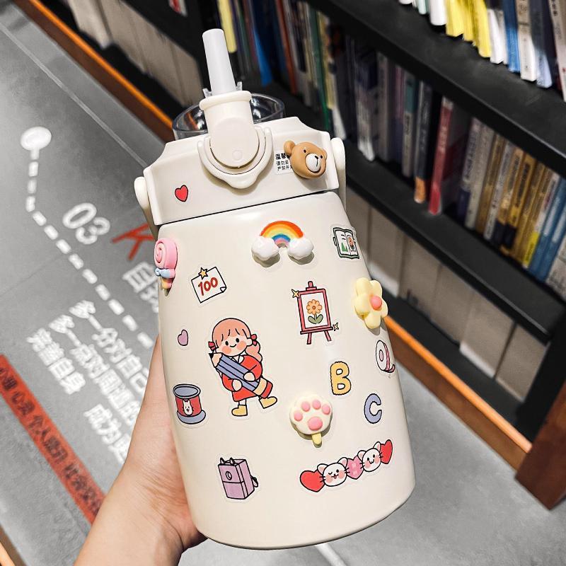 Large Capacity Straw Portable Stainless Steel Cup