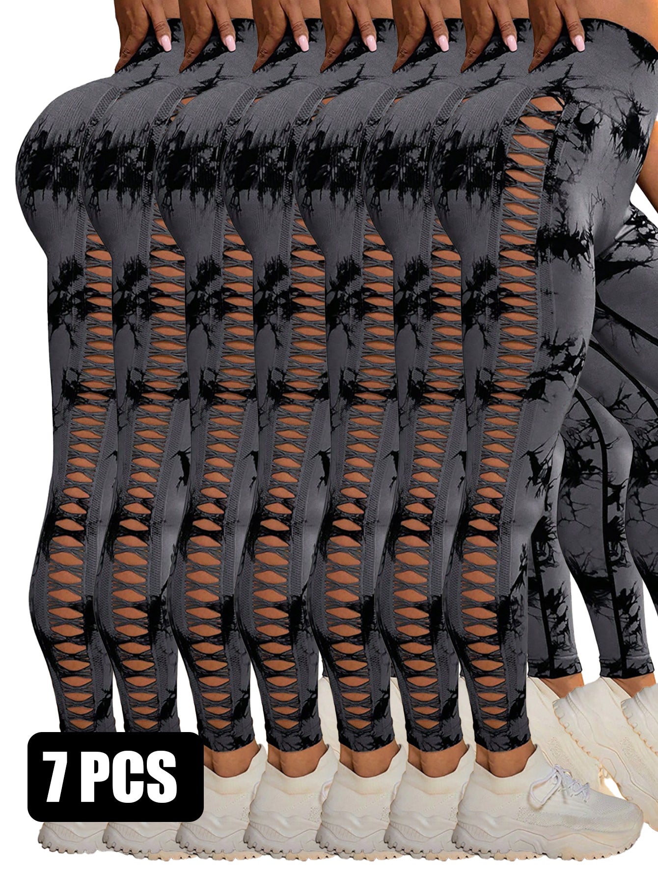 7pcs Breathable Tie-dye Training Pants Active Yoga Pants