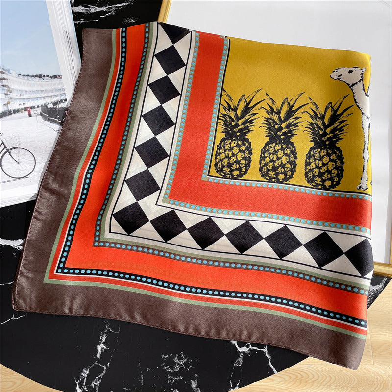 Women's Striped Silk Scarf Color Matching Versatile Printing Silk