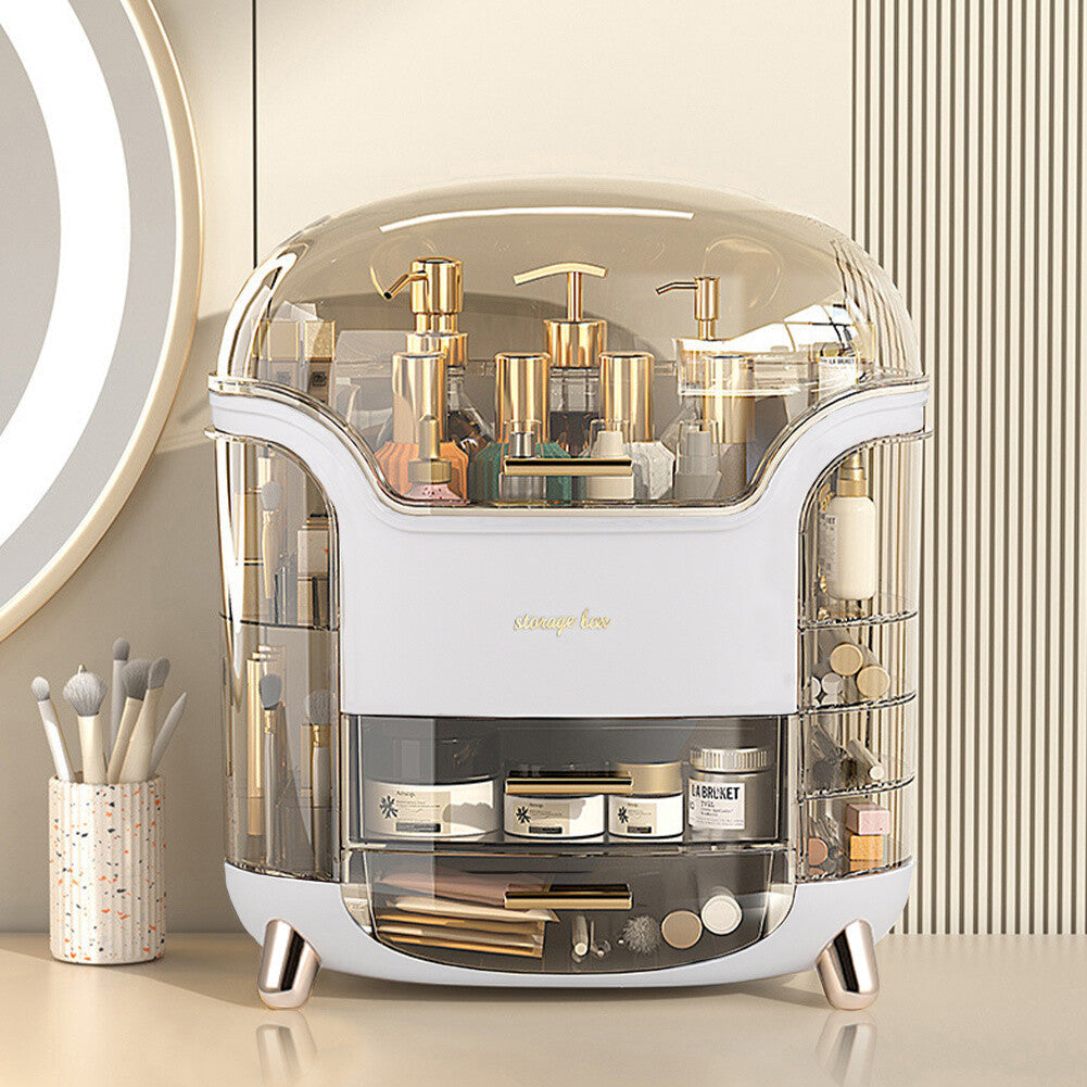 Large Cosmetic Skincare Organiser Tabletop Make-Up Storage Case 2 Drawers Box