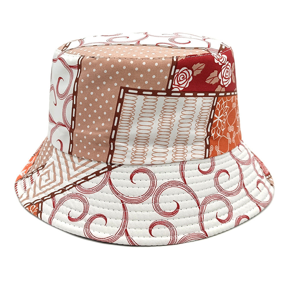 Geometric Bucket Hat Color Matching Printing Double-sided Wear Bucket Hat