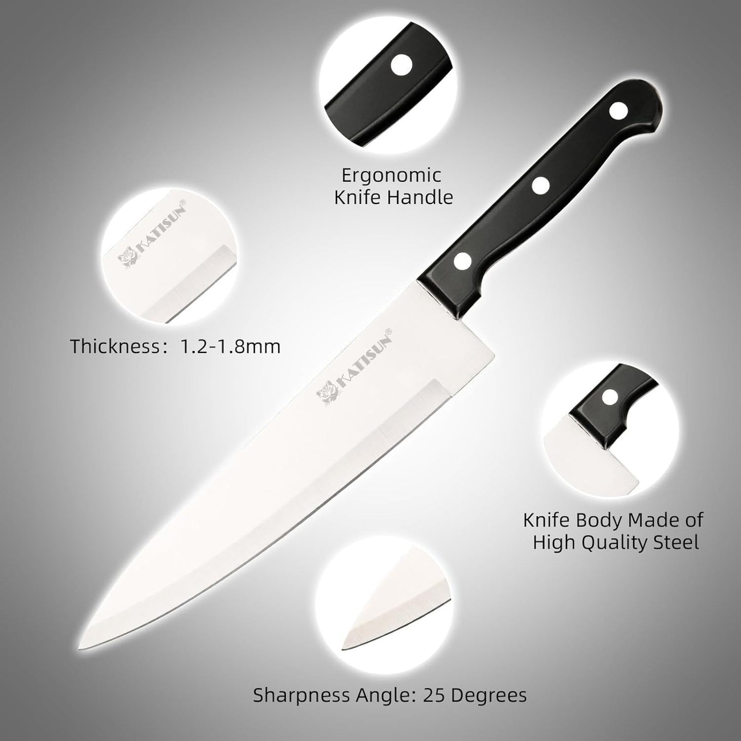 Durable German Steel Dishwasher Safe Kitchen Knife Set With Sharpener