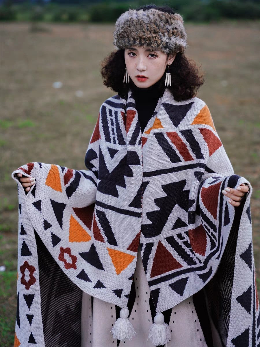 Casual Bohemian Knitted Shawl Ethnic Style Photo Cape Women's Scarf