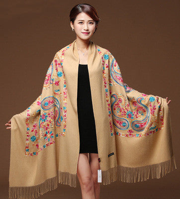 Embroidered Cotton And Linen Scarf Travel Sunscreen Ethnic Style Silk Scarf